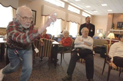 elderly Wii user